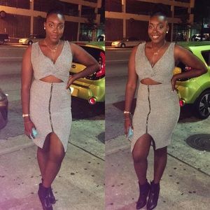 Gray cut out dress